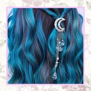 🎀 CRESCENT MOON HAIR CLIP BRETT BOHO CHIC CRYSTAL DIAMOND BOHEMIAN QUEEN DANGLE